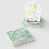 Dessous-de-verre En Pierre Brillant Parties scintillant or Mint Aqua (Côté)