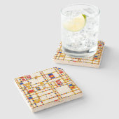 Dessous-de-verre En Pierre Broadway Boogie Woogie | Piet Mondrian | (Côté)