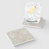 Dessous-de-verre En Pierre brocart de dentelle damassée blanc formel élégant (Côté)