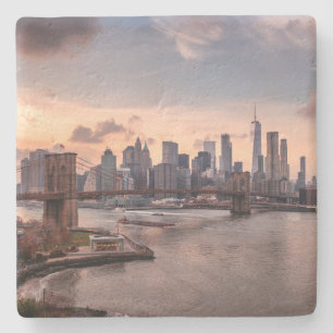 Dessous-de-verre En Pierre Brooklyn Bridge et Lower Manhattan