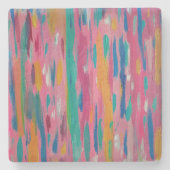 Dessous-de-verre En Pierre Brosse rose Abstraite Impression (Devant)