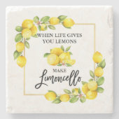 Dessous-de-verre En Pierre Brosse Script Aquarelle Citrons Limoncello (Devant)