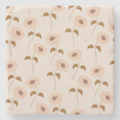 Dessous-de-verre En Pierre Brown Beige Retro Y2K Hippie Motif de tournesol (Devant)