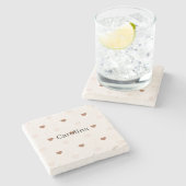 Dessous-de-verre En Pierre Brown Blush Pink Hearts Love (Côté)