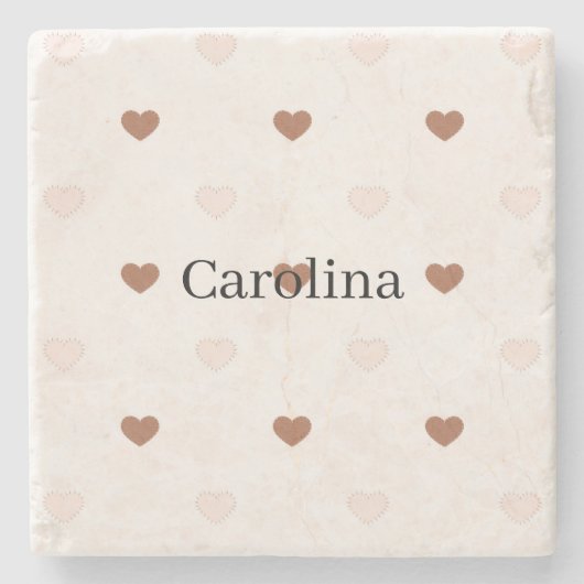 Dessous-de-verre En Pierre Brown Blush Pink Hearts Love (Devant)