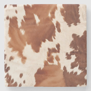 Dessous-de-verre En Pierre Brown Cream Cowhide Western