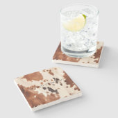 Dessous-de-verre En Pierre Brown Cream Southwest Cowhide (Côté)