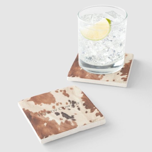 Dessous-de-verre En Pierre Brown Cream Southwest Cowhide (Côté)