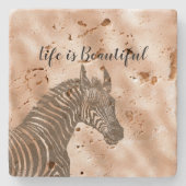 Dessous-de-verre En Pierre Brown Zebra Blush Peach Ombre (Devant)