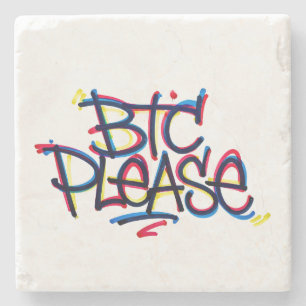 Dessous-de-verre En Pierre "BTC Please" (Couleur)
