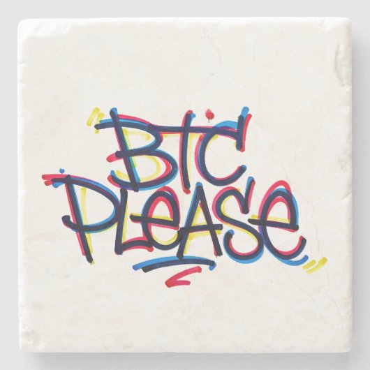 Dessous-de-verre En Pierre "BTC Please" (Couleur) (Devant)