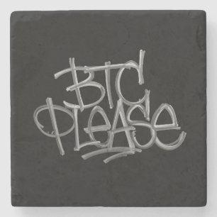Dessous-de-verre En Pierre "BTC Please" (Noir)