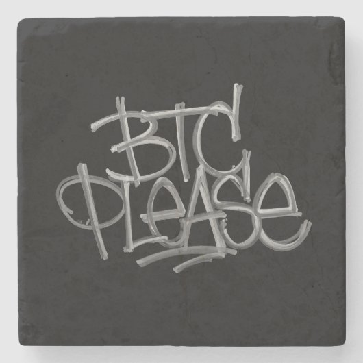 Dessous-de-verre En Pierre "BTC Please" (Noir) (Devant)