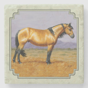 Dessous-de-verre En Pierre Buckskin Horse Mustang Stallion