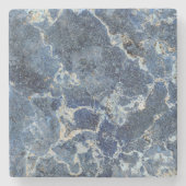 Dessous-de-verre En Pierre Bue Gris Marbre Noir & Veines Beige (Devant)