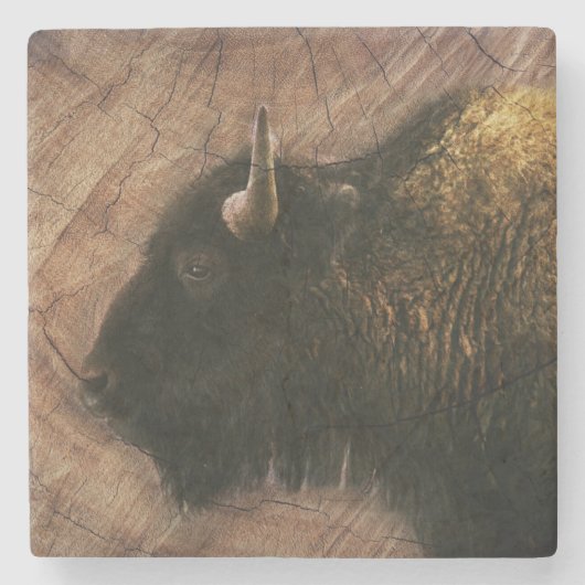 Dessous-de-verre En Pierre Buffalo de bison de bois (Devant)