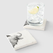 Dessous-de-verre En Pierre Buffle noir et blanc (Côté)