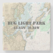 Dessous-de-verre En Pierre Bug Light Park, Maine Authentic Booking Chart (Devant)