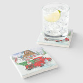 Dessous-de-verre En Pierre Bull Terrier chien dans la livraison de Noël Camio (Côté)