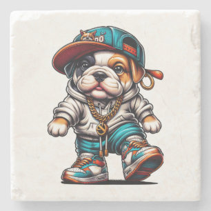 Dessous-de-verre En Pierre Bulldog Mignon Vêtements de Rue Personnalisé pour