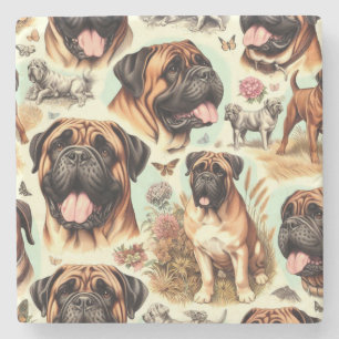 Dessous-de-verre En Pierre Bullmastiff vintage sans chaîne