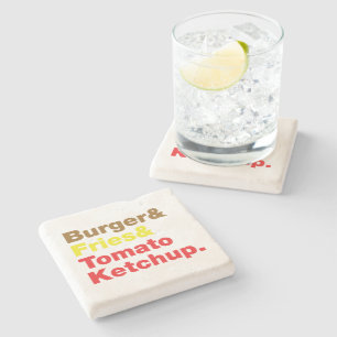 Dessous-de-verre En Pierre Burger & Fries & Tomato Ketchup.