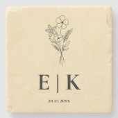 Dessous-de-verre En Pierre Butter Yellow Wildflower Monogram Wedding (Devant)