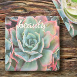 Dessous-de-verre En Pierre Cactus vert Mint Succulent photo Script de beauté<br><div class="desc">Les cactus poussent dans les conditions désertiques les plus dures. Rêvez de beaux jours et de l'atmosphère paisible d'un jardin d'été chaque fois que vous vous détendez avec votre boisson préférée en utilisant ce magnifique dessous de verre photographique en pierre de cactus rose et vert menthe. Fait un grand cadeau...</div>