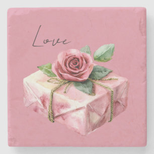 Dessous-de-verre En Pierre Cadeau d'amour Rose Fleur