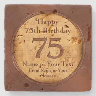 Dessous-de-verre En Pierre Cadeau d'anniversaire pour un homme de 75 ans