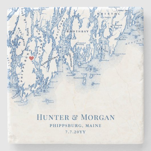 Dessous-de-verre En Pierre Cadeau de mariage de destination Phippsburg Maine (Devant)