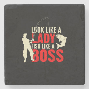 Dessous-de-verre En Pierre Cadeau de pêcheur : une femme poisson comme un che