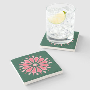 DESSOUS-DE-VERRE EN PIERRE CADEAU FLEUR MODERNE COLORÉ POUR FILLE SOEUR MAMAN