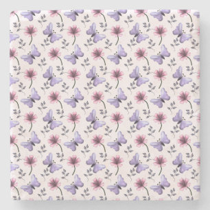 Dessous-de-verre En Pierre Cadeau floral papillon de printemps  