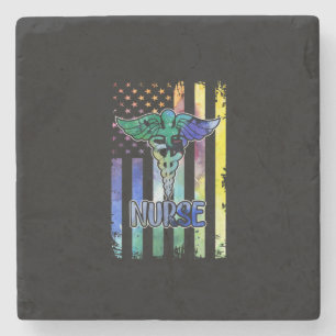Dessous-de-verre En Pierre Cadeau infirmière Nurse American Flag