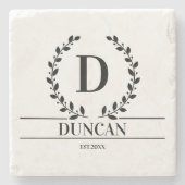 Dessous-de-verre En Pierre Cadeau Mariage personnalisé initial Couples mariés (Devant)