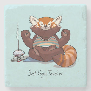 Dessous-de-verre En Pierre Cadeau Meilleur Professeur de Yoga avec Panda Roux