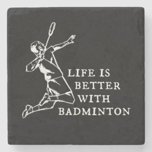 Dessous-de-verre En Pierre Cadeaux du joueur de badminton