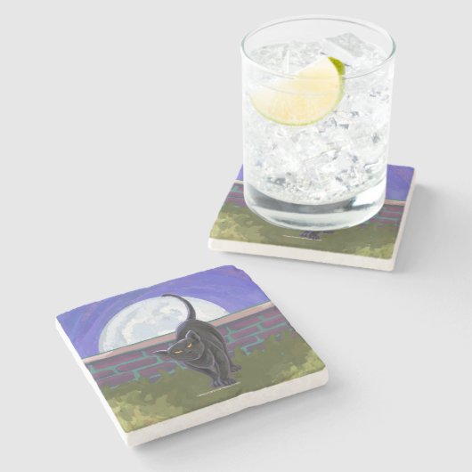 Dessous-de-verre En Pierre Cadeaux et accessoires de chat noir (Côté)