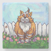 Dessous-de-verre En Pierre Cadeaux et accessoires de chats de gingembre (Devant)