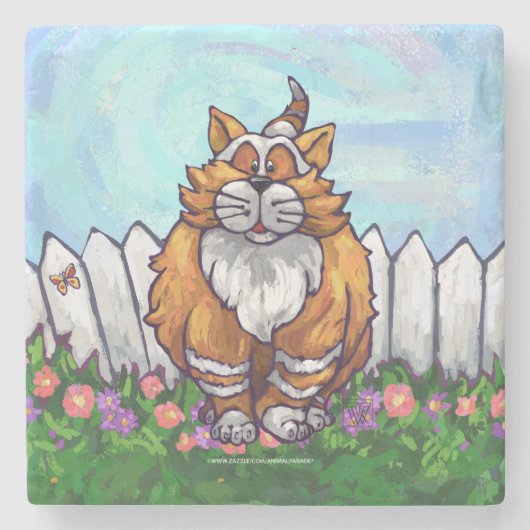Dessous-de-verre En Pierre Cadeaux et accessoires de chats de gingembre (Devant)