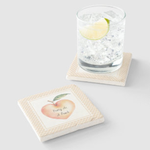 Dessous-de-verre En Pierre Cadre de fruit pêche coeur