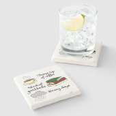 Dessous-de-verre En Pierre Café, livres et pluie (Côté)