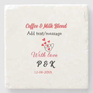 Dessous-de-verre En Pierre Café & mélange de lait couple café cœur rouge n