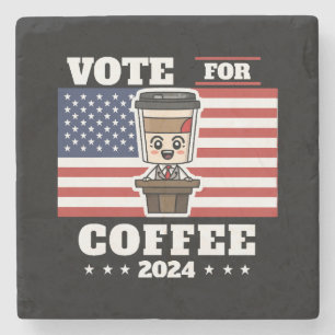 Dessous-de-verre En Pierre Café pour président, votez pour le café