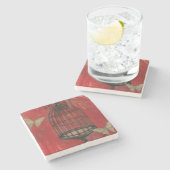 Dessous-de-verre En Pierre Cage d'oiseaux décorative avec papillons (Côté)