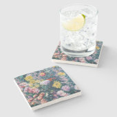 Dessous-de-verre En Pierre Caillebotte - Chrysanthèmes blanc et jaune (Côté)