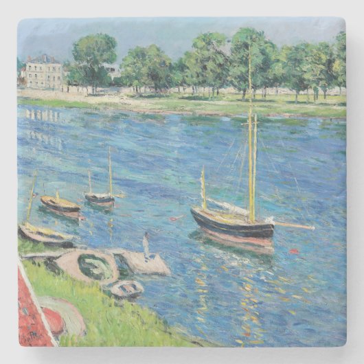 Dessous-de-verre En Pierre Caillebotte - Seine à Argenteuil, Bateaux à l'ancr (Devant)