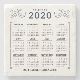 Dessous-de-verre En Pierre Calendrier mensuel 2020 Personnaliser personnalisé