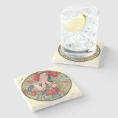 Dessous-de-verre En Pierre Calendrier Mucha Art Nouveau août (Côté)